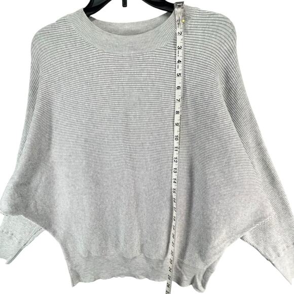 Lulus All Wrapped Up Sweater Womens M Gray Ribbed Knit Dolman Sleeve Cozy Top - Picture 8 of 13